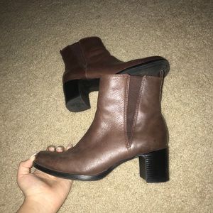 Clark’s brown leather booties